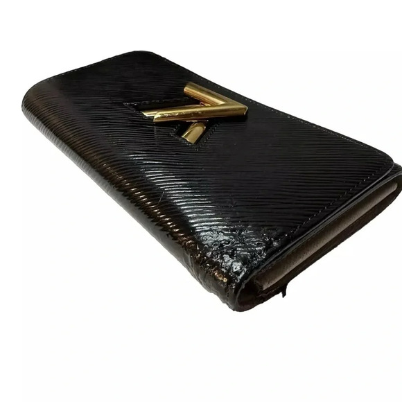 Authentic Louis Vuitton Twist Purse Epi Black Portefeuille Wallet With Box Chain - Picture 12 of 17